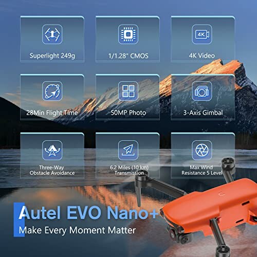 Autel EVO Nano+ drone features overview with specs and capabilities.