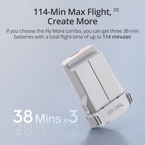 Drone battery with 114-minute max flight capability.