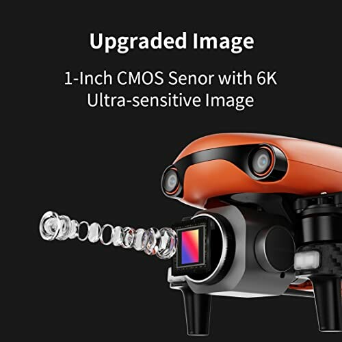 Drone with 1-inch CMOS sensor and 6K image capability.
