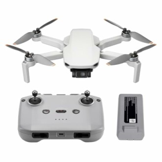 Drone with controller and battery.