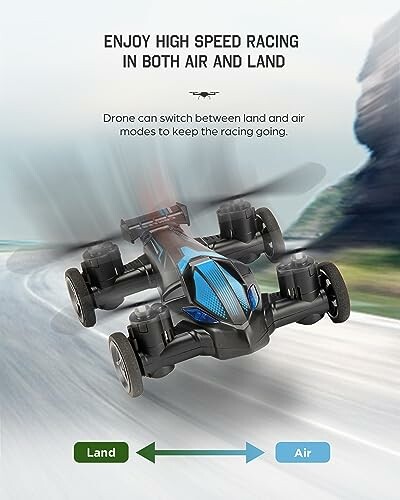 Dual-mode racing drone for land and air.