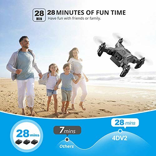 Family enjoying drone flying on the beach.