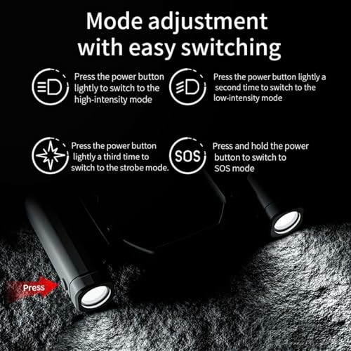 Instructions for adjusting modes on a device with button pressing steps.