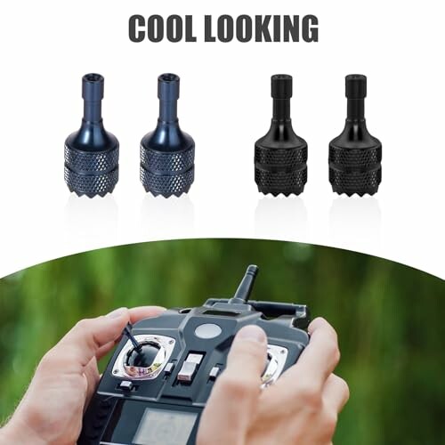 Thumb sticks and RC controller with hands.