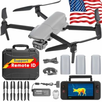Thermal drone with accessories and American flag.